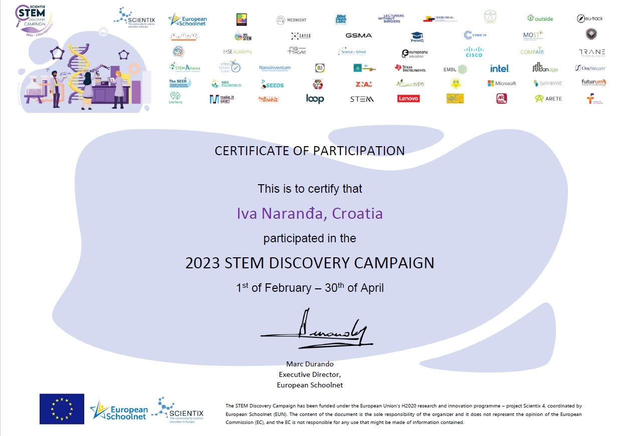 STEM DC 2023 certifikat